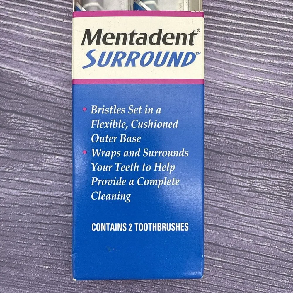 2 LOT Mentadent 91 Toothbrush Soft Full Head Wraps & Surround Bristles Flexible